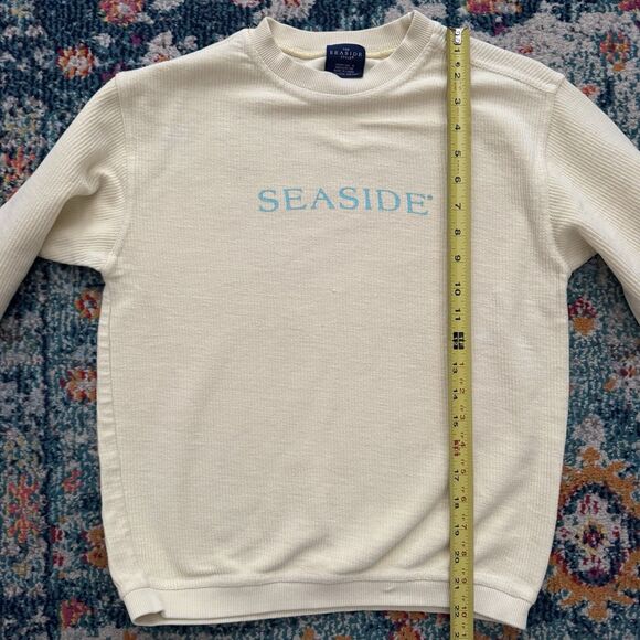 SEASIDE Sweatshirt Youth Medium Light Yellow Ribbed Texture Beach Florida - Picture 4 of 7